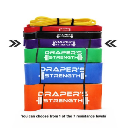 Heavy Duty Pull up and Powerlifting Bands By Drapers Strength - Add Resistance For Stretching Exercise and Assisted Pull-ups Free E-workout Guide One Band Per Order