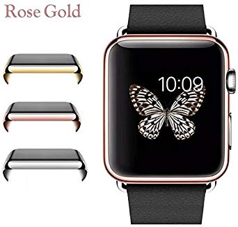 Josi Minea Apple Watch [42mm] Protective Snap-On Case with Built-in Clear Glass Screen Protector - Anti-Scratch & Shockproof Shield Guard with Full Cover for Apple Watch Series 2 [ 42mm - Rose Gold ]