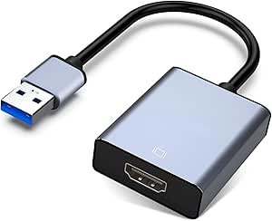 USB to HDMI Adapter, USB 3.0/2.0 to HDMI for Multiple Monitors 1080P Compatible with Windows XP/7/8/10/11, Grey