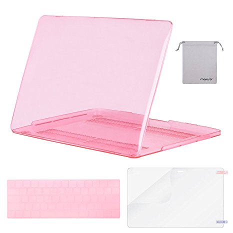 Mosiso MacBook Pro 13 Case 2017 & 2016 Release A1706 / A1708, Plastic Hard Case Shell with Keyboard Cover with Screen Protector with Storage Bag for Newest MacBook Pro 13 Inch, Crystal Pink