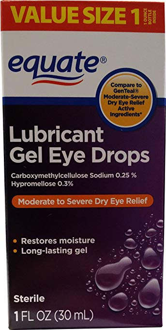 Lubricant Gel Drops for Moderate-Severe Dry Eye Relief 1oz by Equate, Compare to GenTeal