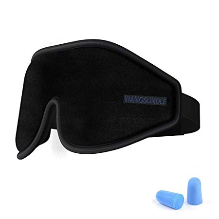 GINIMAX 3D Sleep Eye Mask Cover Ear Plugs, Light Blocking Memory Foam Eye Mask Adjustable Strap Sleeping/Shift Work/Naps/Night Blindfold Eyeshade Men Women