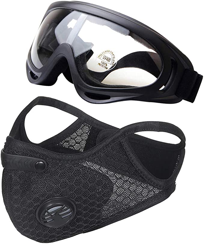 Outgeek Airsoft Half Face Mask Steel Mesh and Goggles Set