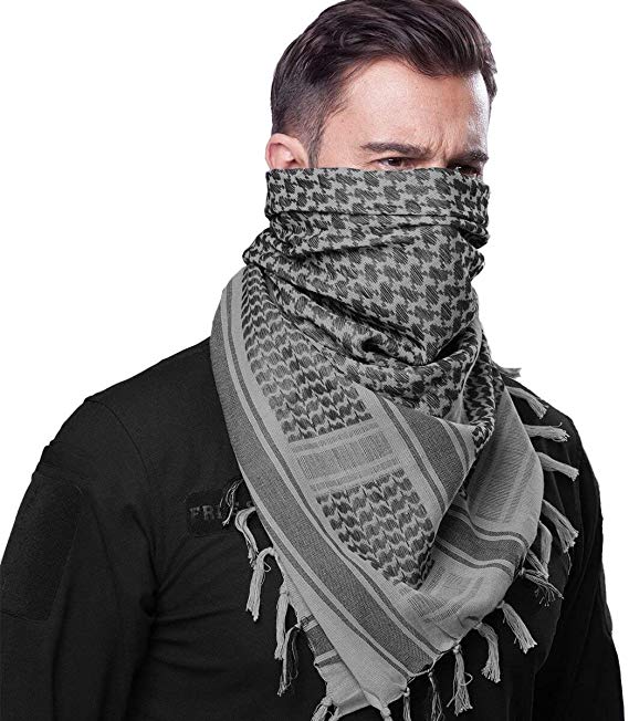 FREE SOLDIER 100% Cotton Scarf Military Shemagh Tactical Desert Keffiyeh Head Neck Scarf Arab Wrap with Tassel 43x43 inches