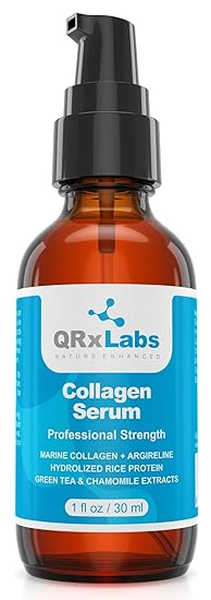 NEW! Collagen Serum - Pure Marine Collagen, Argireline, Hydrolized Rice Protein & Natural Extracts - Anti-aging treatment lifts and plumps skin - 1 fl oz