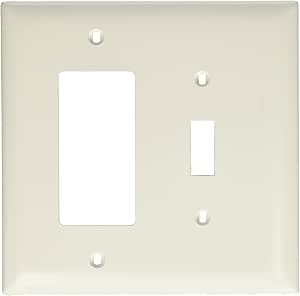 Legrand Pass & Seymour TPJ126W Trademaster Jumbo Oversized Unbreakable Nylon Wall Plate, 2 Gang, Combination One Toggle and One Decorator Rocker GFCI Cover, White (1 Count)