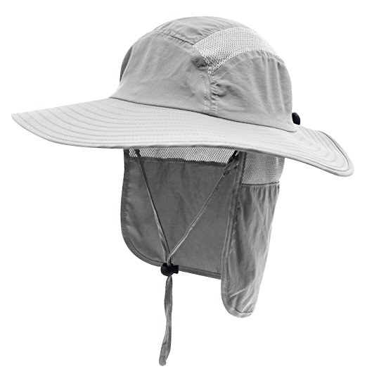 Home Prefer Mens UPF 50  Sun Protection Cap Wide Brim Fishing Hat with Neck Flap
