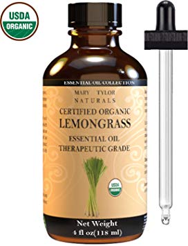 Certified Organic Lemongrass Essential Oil 4 oz Therapeutic Grade Perfect for Aromatherapy, Relaxation, DIY, Improved Mood, Diffuser by Mary Tylor Naturals