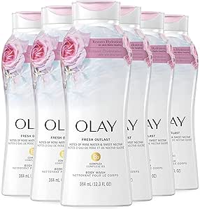 OLAY FRESH OUTLAST ROSE WATER & SWEET NECTAR BODY WASH, 2,184 ML TOTAL (PACK OF 6)