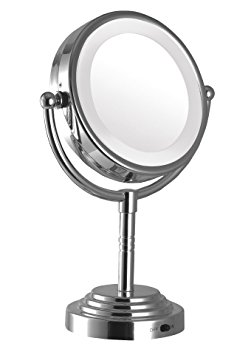 Modern Mirror 92231 Dual-Sided Led illuminated tabletop makeup mirror Silver