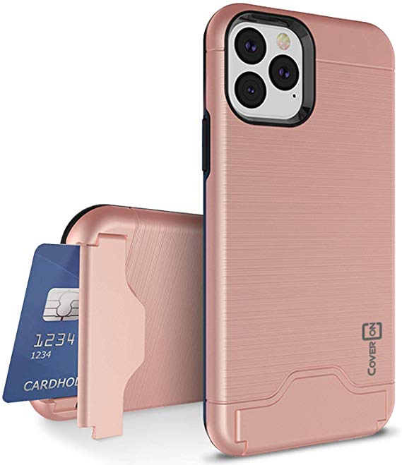 CoverON Protective Kickstand Credit Card Holder SecureCard Series iPhone 11 Pro Max Case (2019), Rose Gold