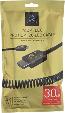 Atomos HDMI Full to HDMI Mini Coiled Cable, 30cm/12" Coiled (60cm/24" Extended)