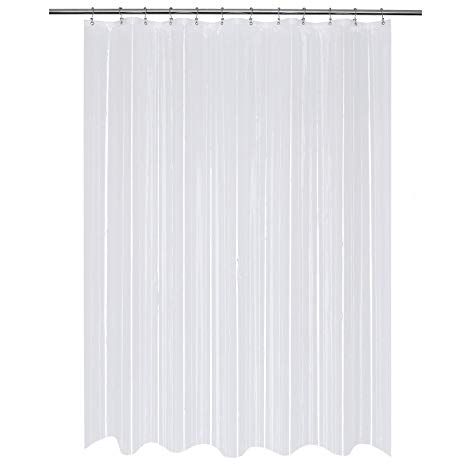 Mrs Awesome Long PEVA 8G Shower Curtain or Liner-Water Proof and Odorless-Plain Pattern Design-72”x 78”-Clear