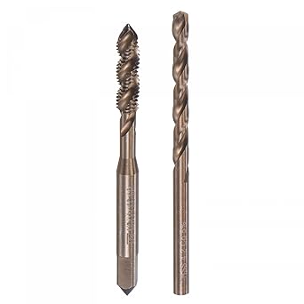 uxcell M5 x 0.8 Spiral Flute Tap and 4.2mm Twist Drill Bit Set, Metric M35 Cobalt High Speed Steel Machine Threading Screw Thread Tap Tool for Stainless Steel