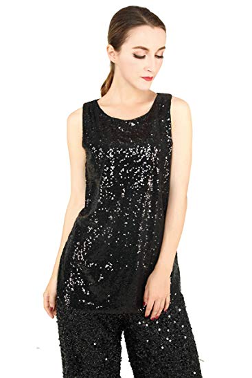 MS STYLE Women's Sleeveless Sparkle Shimmer Camisole Vest Sequin Tank Tops