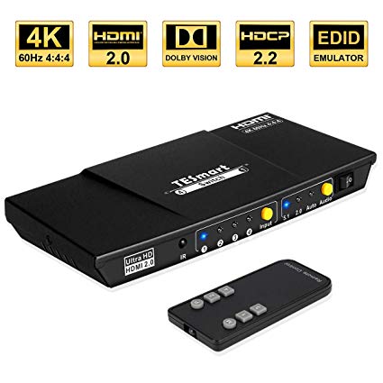 TESmart Ultra HD 4x1 HDMI Switcher Supports 4K @ 60Hz 4: 4 4 Port HDMI Switch with Audio Output and Wireless IR Remote Control(Black)…