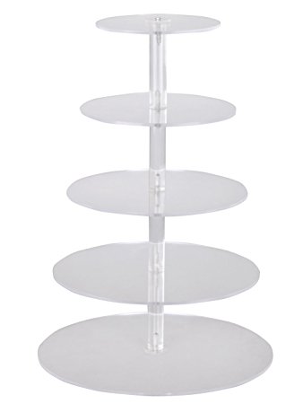 TMS 5 Tiers Crystal Clear Acrylic Round Cake Cupcake Stand Birthday Wedding Display