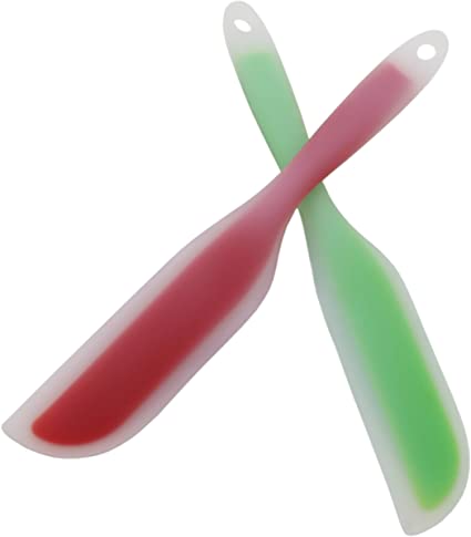 Nonstick Silicone Knife Shaped Flexible Kitchen Spatula Scraper Turner,Kitchen Cooking Utensils With Nylon Core,Set of 2 (Red&Green)