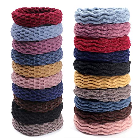 20 Pieces High Elasticity Seamless Hair Ties for Ladies and Women Soft Hair Scrunchies Cotton Ponytail Holders Elastic Hair Bands (Assorted Colors)