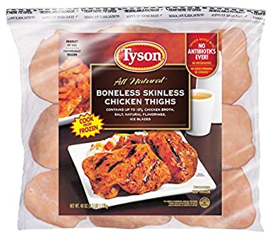 Tyson Boneless Skinless Chicken Thighs, 2.5 Pound (Frozen)