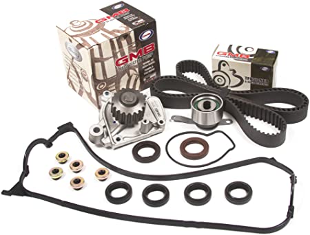 Evergreen TBK224VC Compatible With 92-95 Honda Civic Del Sol D16Z6 Timing Belt Kit Valve Cover Gasket GMB Water Pump