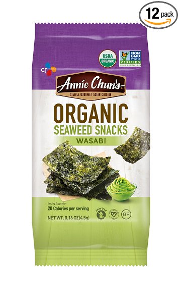 Annie Chun's Organic Seaweed Snacks, Wasabi, 0.16 Ounce (Pack of 12)