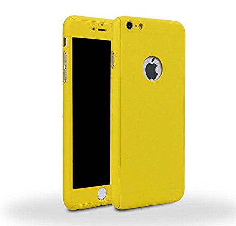 iPhone 6/6s Full Body Hard Case-Aurora Yellow Front and Back Cover with Tempered Glass Screen Protector for iPhone 6/6s 4.7 Inch