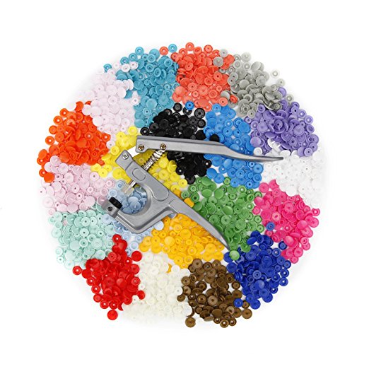 Snaps Button & Pliers Letton 300 Sets 20 Color T5 Plastic Snap Fastener Kit with Hand-held Tools