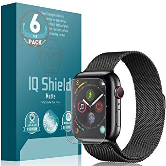 [6-Pack] IQ Shield Matte Anti-Glare [Max Coverage] Screen Protector for Apple Watch Series 4 (44mm) Bubble Free Film