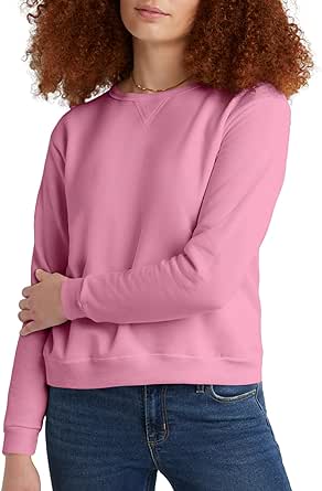 Hanes Womens Ecosmart V-Notch Crewneck Sweatshirt, Fleece Pullover Sweatshirt For Women