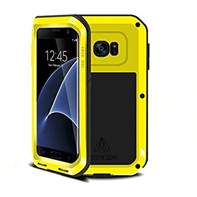 Love Mei Powerful Case Waterproof Shockproof Aluminum Metal Cover for Samsung Galaxy S7 Edge (Yellow)