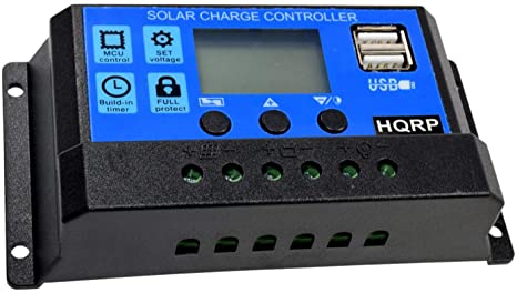 HQRP Solar 10A Charge Power Controller/Regulator 12V / 24V 10 Amp with LCD Display Plus Sun Meter