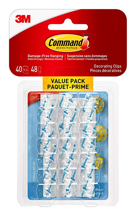 Command 17026CLRC-VP Decorating Clip Value Pack, Mini, Clear, 40 Clips 48 Mini Strips