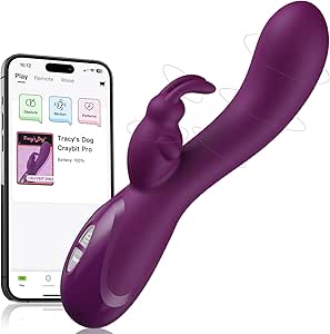 Tracy’s Dog Triple Stimulation Rabbit Vibrator with App Control - Adult Toy for Clitoral, G-Spot & A-Spot Pleasure, Customizable Vibrations, Deep Penetration Vibrating Dildo Sex Toys for Women Couples