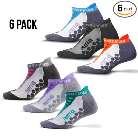 Running Socks for Men and Women by Thirty 48 - Features CoolMax Fabric That Keeps Feet Cool & Dry - 1 Pair, 3 Pair, or 6 Pair