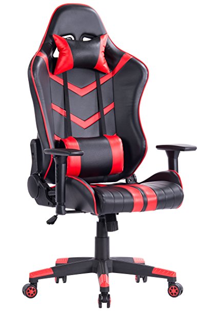 KILLABEE Racing Style Gaming Chair - Big & Tall 400lb Multifunctional High-Back Leather E-Sports Computer Chair Ergonomic Executive Office Chair with Adjustable Headrest Lumbar Support (Blue&Black)