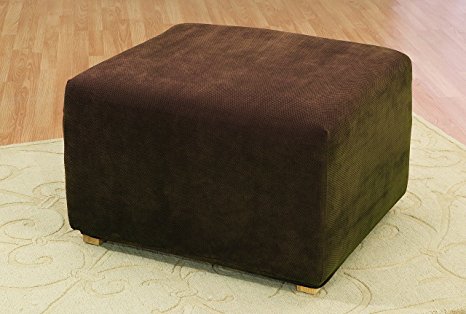 Sure Fit SF45542 Stretch Pique Oversized Ottoman Slipcover, Chocolate