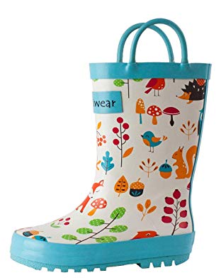 OAKI Toddler Rain Boots - Kids Rain Boots for Girls & Boys - Waterproof Rubber Boots w/Easy-On Handles