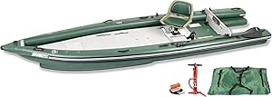 Sea Eagle FSK16 FishSkiff Inflatable 16', High Pressure, All-Drop-Stitch, 1-3 Person Frameless Fishing Boat w/Rigid 6” External Keel - Portable, Storable, and Transportable