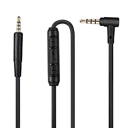 Replacement Audio Cable Cord for Bose QC25, QC35, QuietComfort 25, QuietComfort 35, On-Ear 2,OE2,OE2i Headphones Inline Mic/Remote Control – Black
