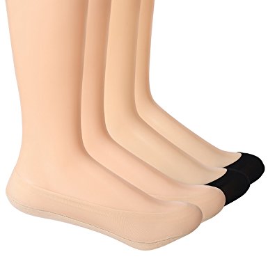 Yolev Low Cut Socks Women No Show Socks Non-slip Hidden Flat Loafer Liners 4-Pairs