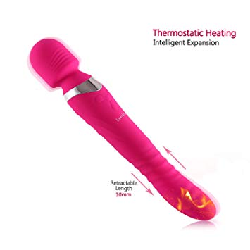 Personal Wireless Wand Massager, IPX-7Waterproof - 7 Modes, USB Charging- Powerful but Quiet - Rose Red