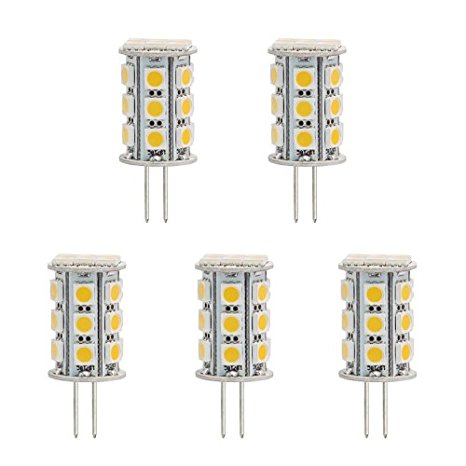 HERO-LED BTG4-24T-WW27 Back Pin Tower G4 LED Halogen Replacement Bulb, 4.8W, 30-35W Equal, Warm White 2700K, 5-Pack(Not Dimmable)