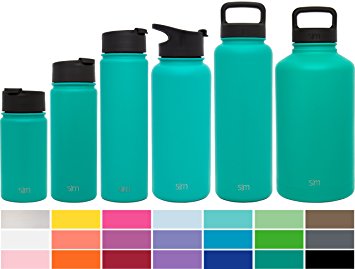 Simple Modern Summit Water Bottle   Extra Lid - Vacuum Insulated Stainless Steel Wide Mouth Hydro Travel Mug - Powder Coated Double-Walled Flask