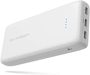 RAVPower Portable Charger 32000mAh Battery Pack 6A Output, USB Power Banks Compatible with iPhone 11/Pro/Max/ 8/ X/XS, Samsung Galaxy and More (3-Port, 2.4A Input, Triple iSmart 2.0 USB) (White)