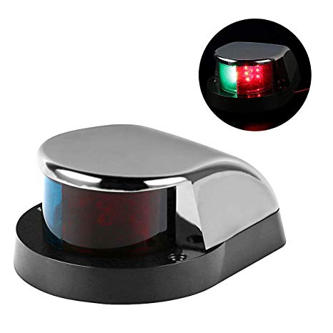 LEANINGTECH Boat Marine LED Navigation Lights Marine Navigation Lamp, Stainless Steel Shell, Red and Green LED for Boat Pontoon Yacht Skeeter