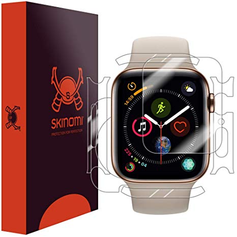 Skinomi Apple Watch Series 4 Screen Protector   Full Body (44mm)[3-Pack], TechSkin Full Coverage Skin   Screen Protector for Apple Watch Series 4 Front & Back Clear HD Film