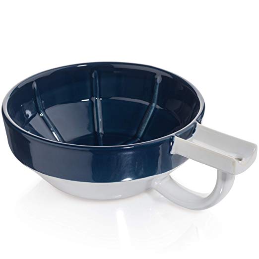Fine Lather Bowl/Shaving Scuttle - The Finest Soap/Cream Lather Bowls - The Finest Shave For Men - Compliments Your Shave Dish or Cup - Includes Brush Rest Handle and Wall Mounting - Blue