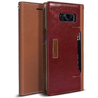 Obliq K3 Wallet Case with Three Card Slot and Foldable Leather Flip Cover for Samsung Galaxy S8 (2017) - Brown BurgundyBrown