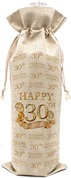 30th Birthday Gifts for Women and Men Wine Bags - Vintage 30 Year Old Presents, Best Anniversary Gift Ideas for Him Her Husband Wife Mom Dad - Cotton burlap drawstring Wine Bag